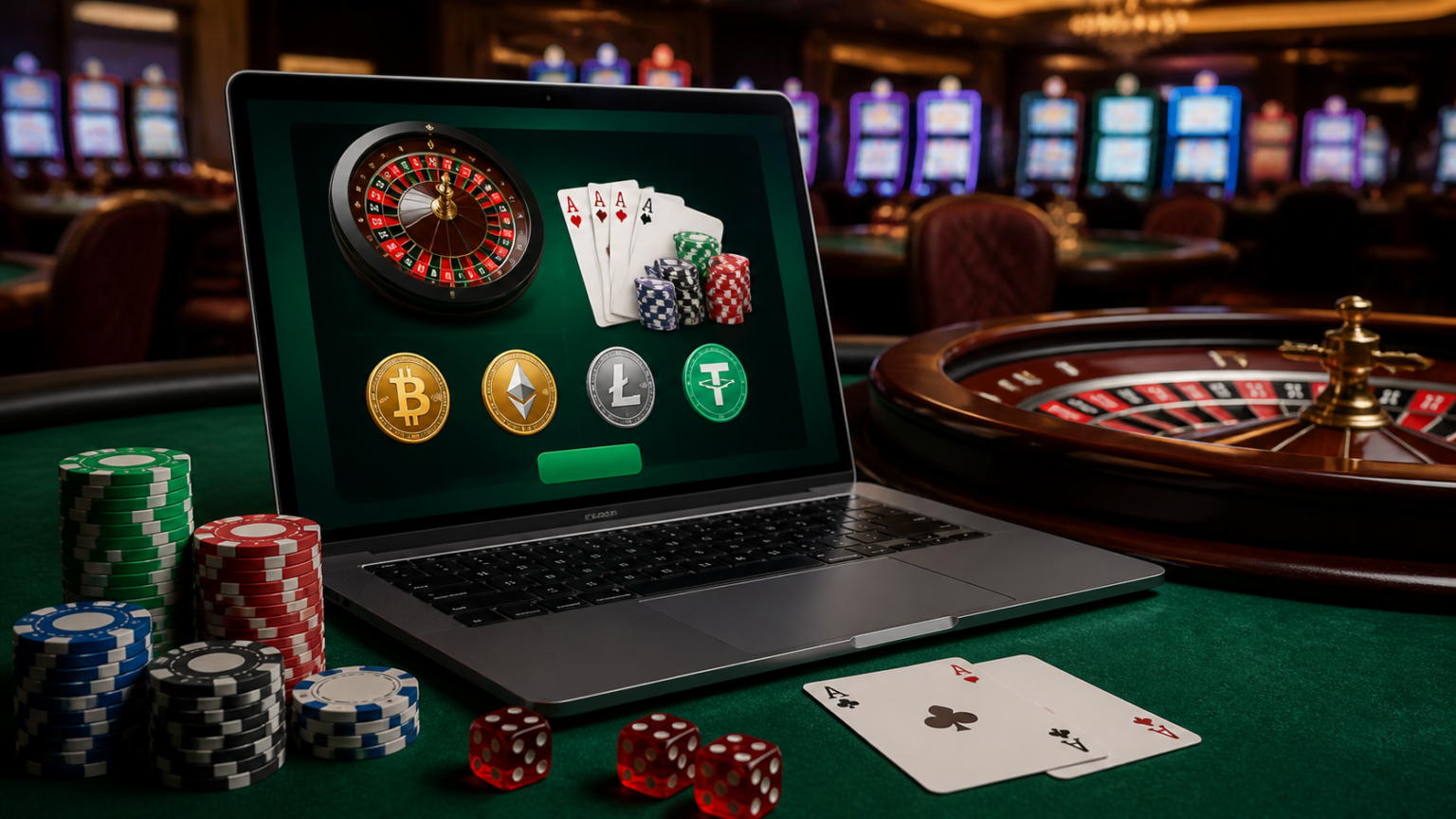 What a Crypto Casino Online Actually Is Online casino interface with crypto payment concept
