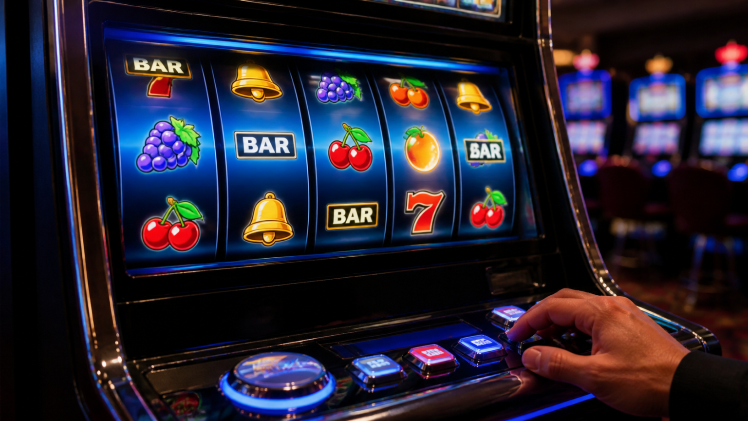 Panduan Memilih situs slot gacor gampang menang terbaru Tampilan mesin slot kasino dengan gulungan menyala dan nuansa permainan
